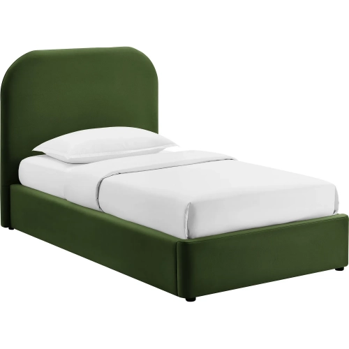 Keynote Twin Storage Bed in Moss Green Performance Velvet