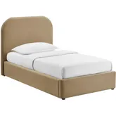 Keynote Twin Storage Bed in Taupe Brown Performance Velvet