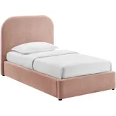 Keynote Twin Storage Bed in Blush Brown Fabric