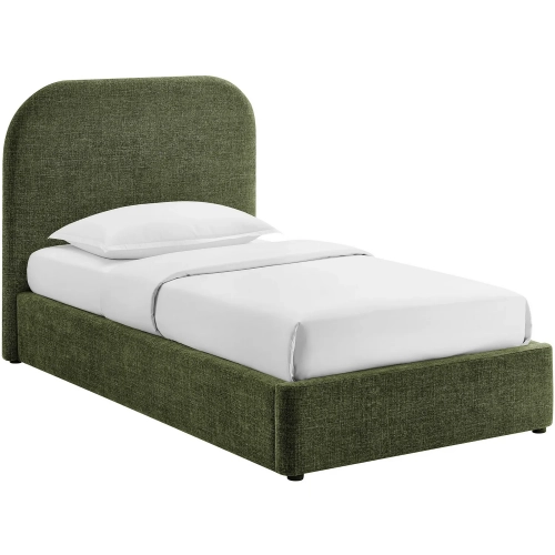 Keynote Twin Storage Bed in Foliage Green Fabric