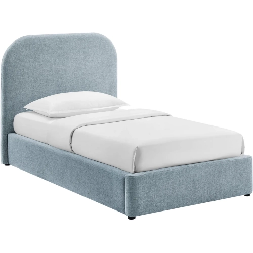 Keynote Twin Storage Bed in Sky Blue Fabric