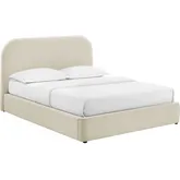 Keynote Full Storage Bed in Ecru White Fabric