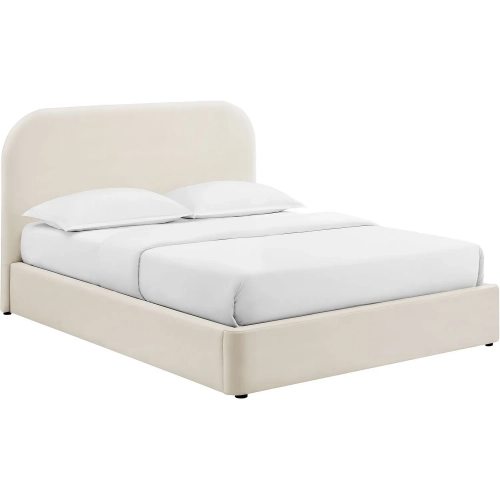 Keynote Queen Storage Bed in Alabaster Brown Performance Velvet