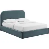 Keynote Queen Storage Bed in Cadet Blue Performance Velvet