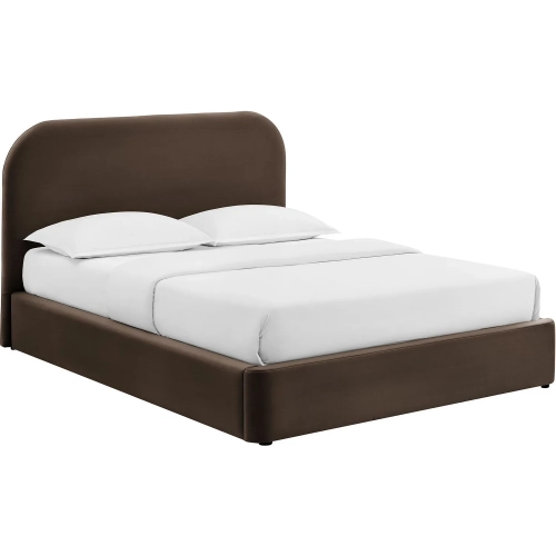 Keynote Queen Storage Bed in Chocolate Brown Performance Velvet