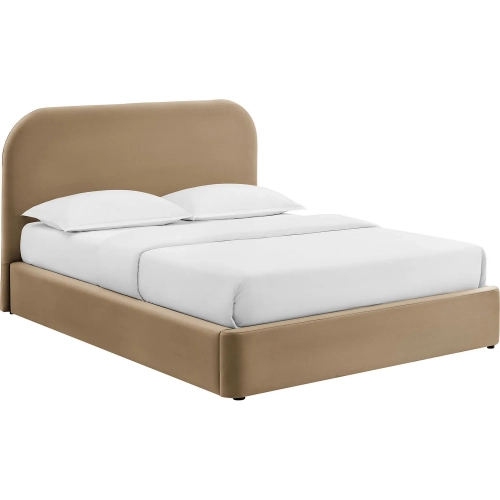 Keynote Queen Storage Bed in Taupe Brown Performance Velvet