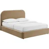 Keynote Queen Storage Bed in Taupe Brown Performance Velvet