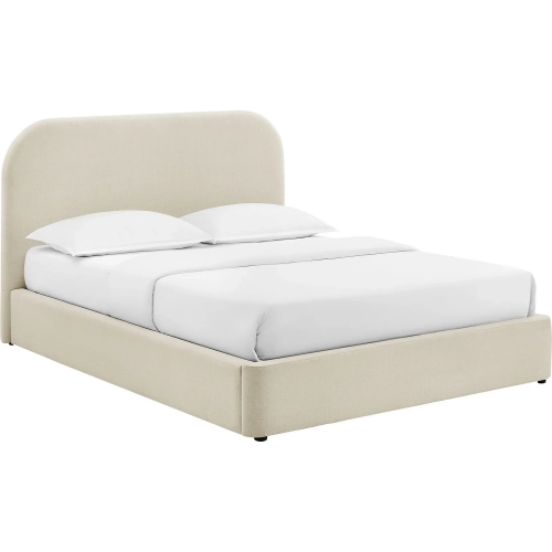 Keynote Queen Storage Bed in Ecru White Fabric
