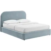 Keynote Queen Storage Bed in Sky Blue Fabric