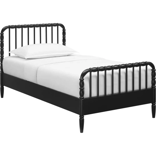 Arlette Twin Wood Spindle Bed in Black Finish Wood