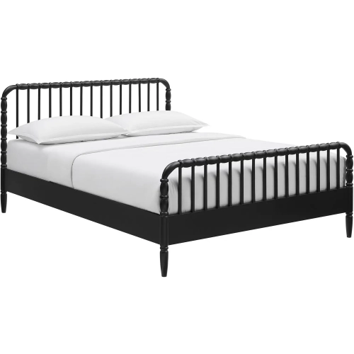 Arlette Queen Wood Spindle Bed in Black Finish Wood