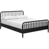 Arlette King Wood Spindle Bed in Black Finish Wood