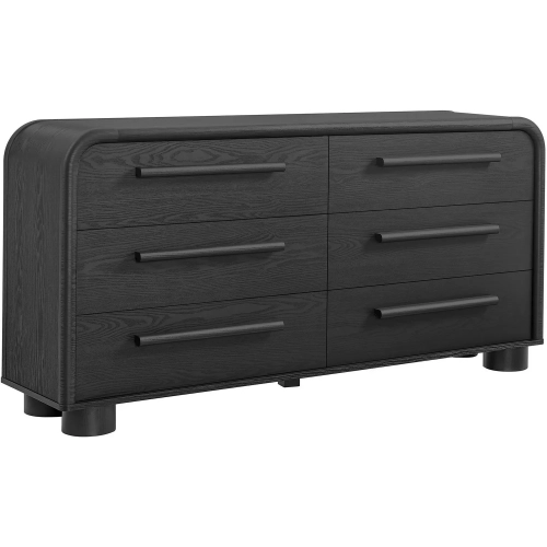 Bellamy Curved 6 Drawer Dresser in Black Oak Finish