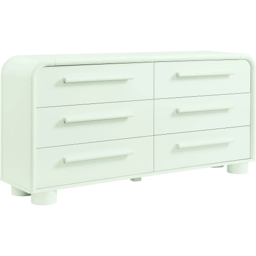 Bellamy Curved 6 Drawer Dresser in Sage Green Finish