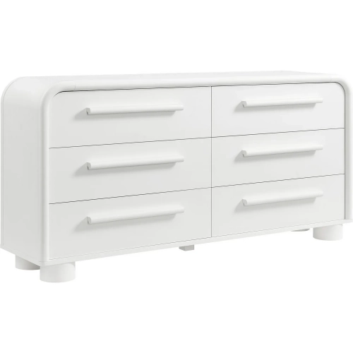 Bellamy Curved 6 Drawer Dresser in Matte White Finish