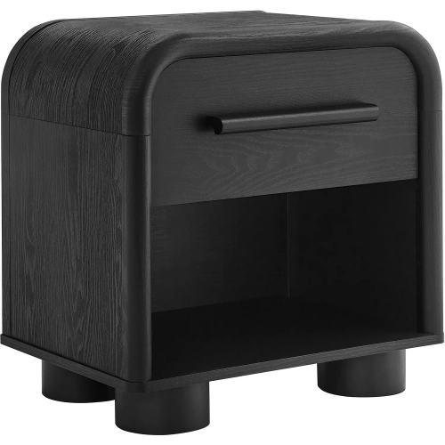 Bellamy Curved 1 Drawer Nightstand in Black Oak Finish