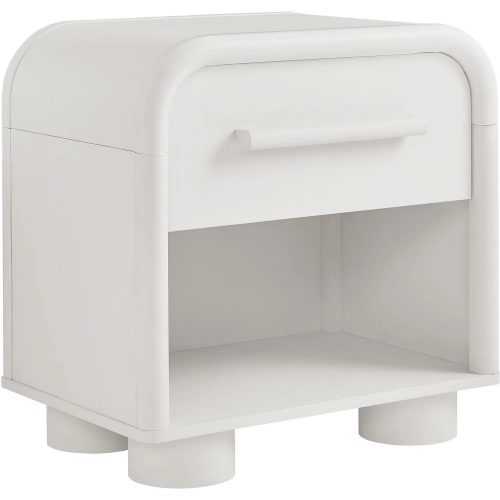 Bellamy Curved 1 Drawer Nightstand in Matte White Finish