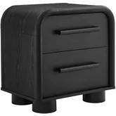 Bellamy Curved 2 Drawer Nightstand in Black Oak Finish