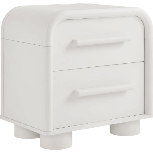 Bellamy Curved 2 Drawer Nightstand in Matte White Finish