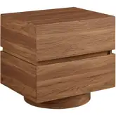Koval Floating Pedestal 2 Drawer Nightstand in Walnut Brown Finish