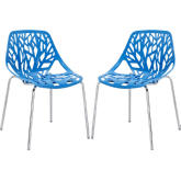 Stencil Dining Side Chair in Blue (Set of 2)