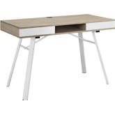 Stir Office Desk w/ Oak Grain Melamine Top on White Metal Base
