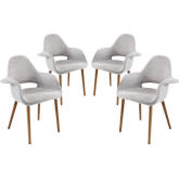 Aegis Dining Armchair in Light Gray on Wood Legs (Set of 4)