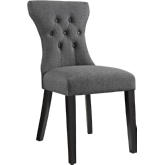 Silhouette Dining Chair in Tufted Gray Fabric w/ Wood Legs