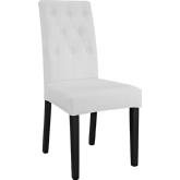 Confer Dining Tufted White Leatherette Chair on Wood Legs