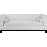 Imperial Sofa in White Tufted Leather w/ Pillows