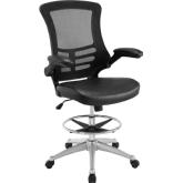Attainment Drafting Stool in Black Leatherette & Mesh
