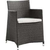 Junction Outdoor Patio Armchair in Brown w/ White Cushion