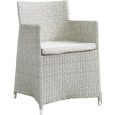 Junction Outdoor Patio Armchair in Gray w/ White Cushion