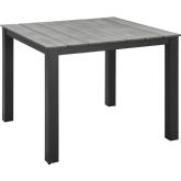 Maine 40" Outdoor Patio Dining Table in Brown Metal & Gray Polywood