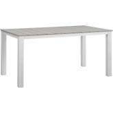 Maine 63" Outdoor Patio Dining Table in White Metal & Light Gray Polywood