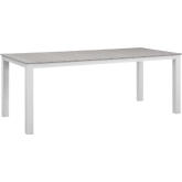 Maine 80" Outdoor Patio Dining Table in White Metal & Light Gray Polywood