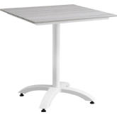 Maine 28" Outdoor Patio Dining Table in White Metal & Light Gray Polywood