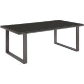 Fortuna Outdoor Patio Coffee Table in Brown w/ Tempered Glass