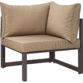 Fortuna Corner Outdoor Patio Armchair in Brown w/ Mocha Cushions