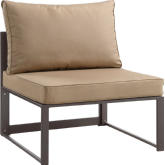Fortuna Outdoor Patio Armless Chair in Brown w/ Mocha Cushions