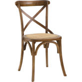 Gear Dining Chair w/ Walnut X Back Frame w/ Rattan Seat