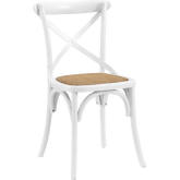 Gear Dining Chair w/ White X Back Frame w/ Rattan Seat
