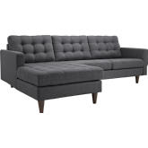 Empress Left Facing Chaise Sectional Sofa in Tufted Dark Gray Fabric