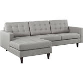 Empress Left Facing Chaise Sectional Sofa in Tufted  Light Gray
