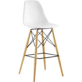 Pyramid Bar Stool in White ABS on Beech Legs w/ Steel Wire