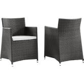 Junction Outdoor Patio Armchair in Brown w/ White Cushion (Set of 2)