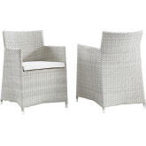 Junction Outdoor Patio Armchair in Gray w/ White Cushion (Set of 2)