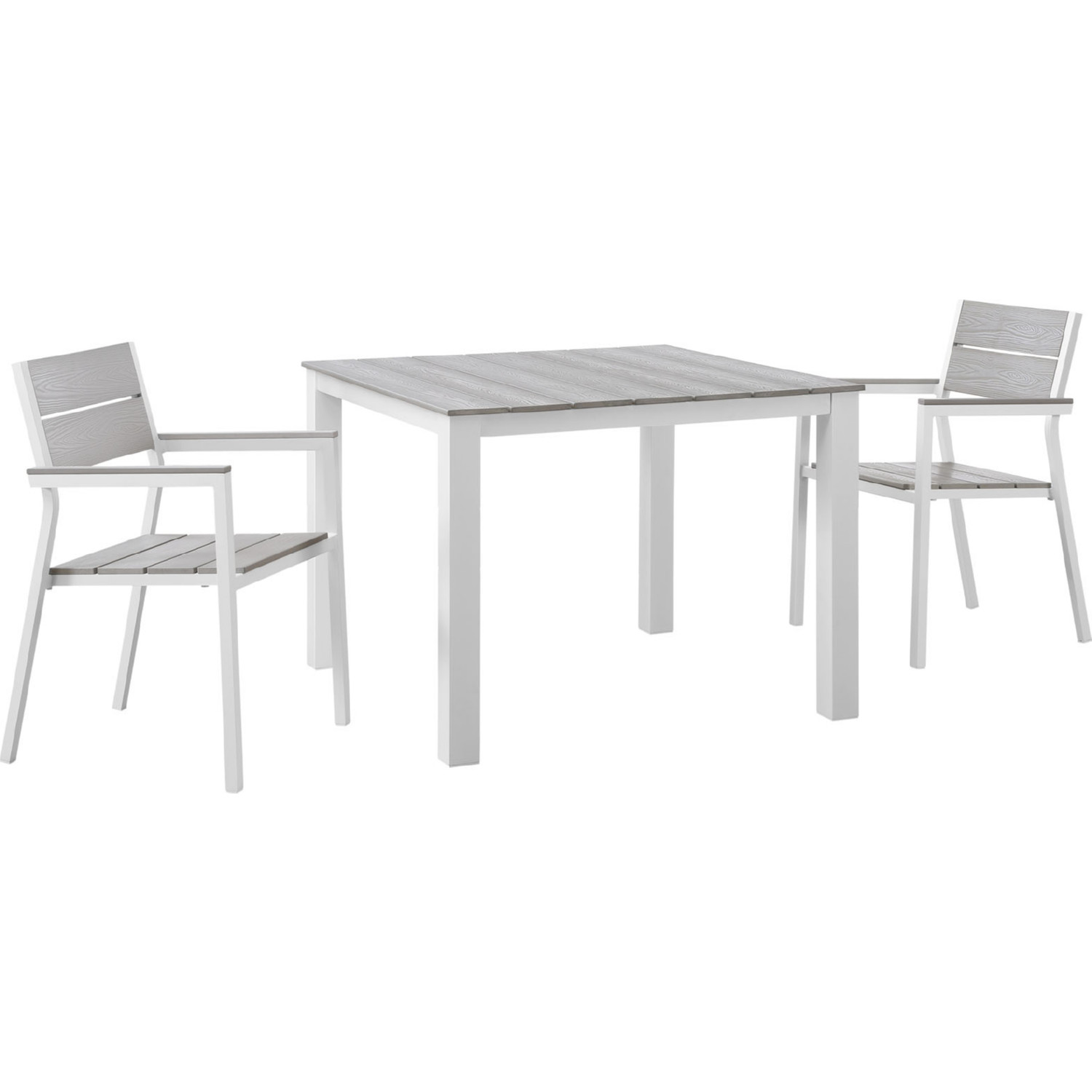 Modway Maine Outdoor Dining Armchair in White and Light Gray 