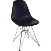 Paris Dining Side Chair in Black ABS on Chrome Wire Base