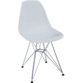 Paris Dining Side Chair in White w/ Chrome Wire Base
